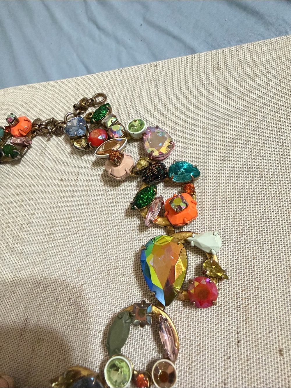 J. Crew Multicolor Crystal Wreathe Floral Brulee Statement Necklace - Picture 13 of 14